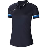 Nike Women's Dri-FIT Academy Polo Shirt, Obsidian/White/Royal Blue/White, S