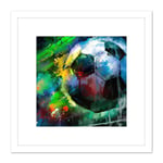 Back of the Net Football Soccer Score Goal Abstract Sport Painting Square Wooden Framed Wall Art Print Picture 8X8 Inch