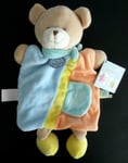 P1. DOUDOU ET COMPAGNIE MARIONNETTE OURS BLEU ORANGE JAUNE DING DONG - 100% NEUF