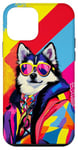 Coque pour iPhone 12 mini Pomsky Dog Fashion, joli pop art coloré