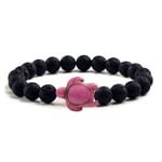 LXJL Bracelet PerlePlage Tortue Perles Bracelet Homme Charme Noir Lave Pierre Naturelle Bracelet Fait Main Chaîne Élastique Bracelet Bijoux   Rose Rouge