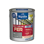 RIPOLIN - Peinture pour Fer Extérieur - Glycéro Antirouille - Sous-couche intégrée - Application directe sur Rouille - Résistante aux Intempéries, UV et Chocs - Metal - 2L - Gris