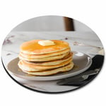 Round Mouse Mat - Pancake Breakfast Butter Syrup Office Gift #21989