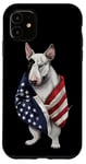 Coque pour iPhone 11 Bull Terrier Dog Patriot Wrap dans le drapeau des États-Unis Amérique