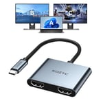 KOZYC USB C to Dual HDMI Adapter 4K@60Hz, Type C to HDMI Splitter Extended Display for Laptop, MacBook, MacBook Pro, UHDTV (Only on Windows support MST)