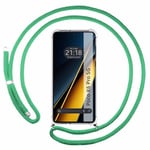 Tumundosmartphone Étui pendentif transparent pour Xiaomi Poco X6 Pro 5G avec cordon vert d'eau