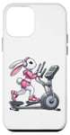 Coque pour iPhone 12 mini Lapin de Pâques sur vélo elliptique Gym Fitness Workout