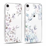 Yoedge 2 Pièces Coque pour iPhone XR 6,1", Ultra Fine Transparente Souple Silicone TPU avec Motif Fleur Design Étui pour Filles Femmes, Antichoc Anti-Rayures Bumper Protection Housse pour iPhone XR