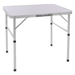 Table de camping jardin pliable + poignée de transport blanc/argent 75x55x68 cm