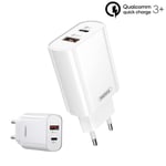 Fonken Remax® Qualcomm Quick Charge 3.0 Laddare Usb / Usb-c 18w Pd Vit