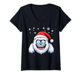 Womens Funny Xmas Abominable Snowman Bigfoot Retro Christmas Boy V-Neck T-Shirt