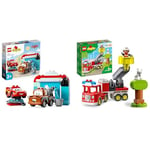 LEGO 10996 DUPLO | Disney and Pixar's Cars Lightning McQueen & Mater's Car Wash Fun Buildable Toy & 10969 DUPLO Town Fire Engine Toy for Toddlers 2 Plus Years Old, Truck with Lights and Siren