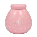 Pot Of Dreams Small Money Box Baby Girl Glow in The Dark 50835-Break to Open, Ceramic, Pink, One Size