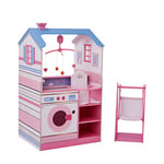 Olivia's Little World Classic Doll House Baby Doll Changing Station with Crib, High Chair, Sink, Washing Machine and Separate Swing for dolls up to 18-in., Multi