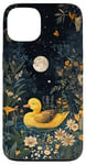 Coque pour iPhone 13 Cottagecore Jaune Canard Lune Fleurs