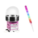 Royal Catering Candy Floss Machine Set with LED Cotton Sticks - 52 cm 1,200 W Sneeze guard 50 pcs.