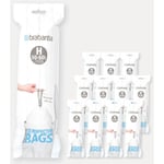 Brabantia - Lot de 12 rouleaux de 10 sacs poubelle 50/60 l blanc code h (dont 1 offert)