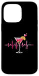 Coque pour iPhone 14 Pro Max Verre à cocktail Motif battements de cœur Martini