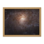 Artery8 Hubble Space Telescope Image Triangulum Spiral Galaxy M33 Crop Blue Orange Star Birthing Region Artwork Framed Wall Art Print 18X24 Inch