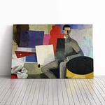 Big Box Art Canvas Print Wall Art Roger de la Fresnaye The Sitting Man | Mounted & Stretched Box Frame Picture | Home Decor for Kitchen, Living Room, Bedroom, Hallway, Multi-Colour, 30x20 Inch