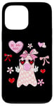 Coque pour iPhone 13 Pro Max Be My Boo Ghost avec des cœurs et des fleurs