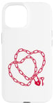 iPhone 15 Cute Womens Intertwined Heart Chain Love Lock Valentine' Day Case