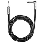 Cable Jack 6.35mm, Cable Guitare Electrique Tressé 300cm Câble Stéréo Audio Jack, Connecteur Droit et Coudé pour Guitare Électrique, Basse, Clavier, Table de Mixage,.[G101]