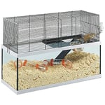 Ferplast Cages pour Gerbilles Gabry 80 Petits Rongeurs, Structure à 2 Étages, Accessoires Inclus, Cuve en Verre et Grillage en Métal Vernis Noir, 79 X 30,5 X H 51,4 cm