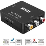 Asbter Adaptateur RCA vers HDMI Convertisseur AV en HDMI Adaptateur AV en HDMI Prise en Charge 1080P avec câble de Chargement USB