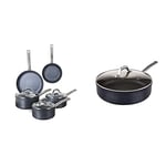 Tower T800031 TruStone Induction Pot and Pan Set, Non Stick, Easy to Clean, Violet Black, 5 Piece, 16/18/20 cm Saucepans, 20/28 cm Frying Pans & T800033 Trustone Pro 28cm Non-Stick Multi-Pan