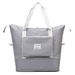 Pliable Sac de Voyage Sac à bandoulière Sac de Sport avec Compartiment à Chaussures Bagage Portable Valise Cabine Grande Taille Sac pour Week-End Sac de Plage Léger Imperméable (Gris)