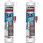 Rubson SA2 Sanitaire Translucide, Mastic silicone 2-en-1 pour émail et matériaux de synthèse, Joint sanitaire renforcé en antifongiques, finition lisse & brillante, 280 ml (Lot de 2)