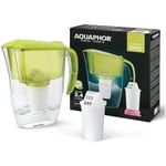 AQUAPHOR Filtre à eau Carafe Smile Vert Clair incl 1 filtre A5 I Réduit calcaire & chlore I Filtre à eau compact & léger 2,9l I Filtre à eau de table