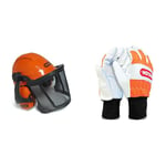 Oregon Waipoua Casque de Sécurité pour Tronçonneuse avec Cache-Oreilles de Protection et Visière en Maille & Large Chainsaw Protection Gloves