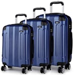 Kono Set de 3 Valises Rigide en ABS Léger 56cm Bagage Cabine + 65cm + 75cm 4 roulettes avec Serrure à Combinaison