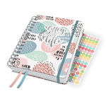 SIGEL J4602 Jolie Agenda à spirale 2024, Rose Inspiration, 16,8 x 21,5 cm, couverture rigide, 240 pages, rose, vert menthe, gris