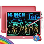 TEKFUN Tablette d'écriture LCD de 16" pour enfants et adultes, tablette à dessin effaçable avec cordon de stylet pour bureau, jouets éducatifs, anniversaire pour filles et garçons de 3, 4, 5, 6, 7