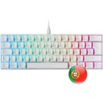 Mars Gaming MKMINI Blanc - Clavier Mécanique RGB Ultra-Compact - Switch Bleu- Layout Portugais