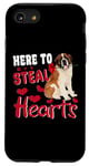 iPhone SE (2020) / 7 / 8 Here To Steal Hearts Funny St Bernard Dog Valentines Day Case