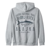 BROOKS RIVER ALASKA in the KATMAI NP, a Fishing Retro Design Zip Hoodie