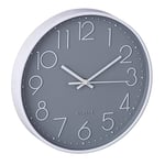 Relaxdays Wall Clock, Modern, Battery Powered, Kitchen, Office, Analog, Second Hand, Numerals, Diameter 30cm, Grey/White