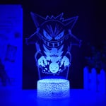 Gengar 3D LED-lampa för sovrum Manga nattlampor Anime actionfigur dekoration present sovande belysning