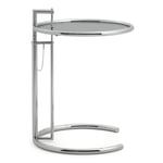 ClassiCon - Adjustable Table E 1027 - Förkromad stål/Grå Glasskiva - Småbord & sidebord - Eileen Gray - Svart - Glass/Metall