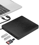 External Dvd Drive Usb3.0 Type C with Sd Tf Card Reader & Usb-Stick Port Black,