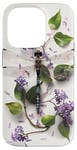 iPhone 14 Pro Dragonfly Surrounded by Lilac Flowers and Leaves Case