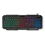 Nedis - Wired Gaming Keyboard | USB Type-A | Membrane Nøgler | LED | QWERTY | US layout | USB Drevet | Strømkabellængde: 1.30 m | Multimedia - GKBD110BKUS