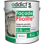 Peinture Mat pour façade à base de résine Pliolite 2,5 L - Blanc - ADD111925 - Addict