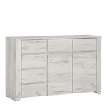 Furniture To Go Angel 2 Door 3+3 Drawer Wide Chest, Wood, White Oak, 118.7x40x76.5 cm