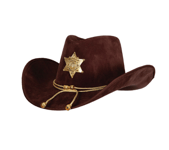 Deluxe Dark Brown Cowboy Cowgirl Sheriff Faux Suede Stetson Fancy Dress Hat