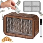 Giftota Wooden Money Box 4 IN 1, 10000 5000 3000 1000 Pound Savings Challenge Money Box Bank Cash, Birthday Gift Saving Challenge Box £10000, Wooden Money Box £10000